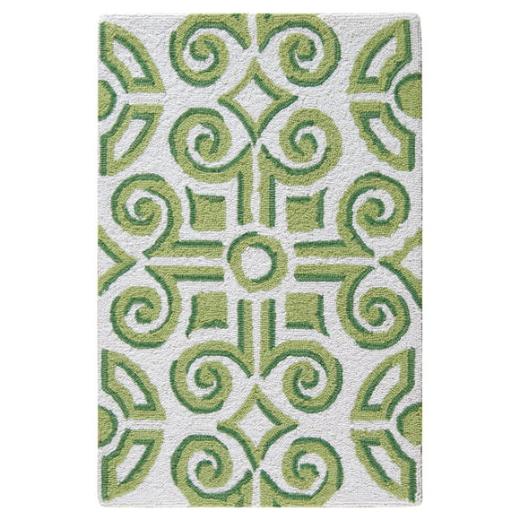 C&F Home Colonial Williamsburg Williamsburg Boxwood Abbey Green Botanical Geometric Garden Wool Handcrafted Premium Hooked Indoor Area Rug 2'x3' Green 